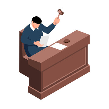 judge holding gavel isometric view clip art preview