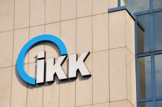Dortmund, North Rhine-Westphalia, Germany - April 26, 2009:  IKK logo in Dortmund, Germany - IKK - Innungskrankenkasse - is one of the leading health insurance companies in Germany