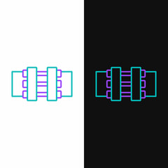 Line Industry metallic pipes and valve icon isolated on white and black background. Colorful outline concept. Vector
