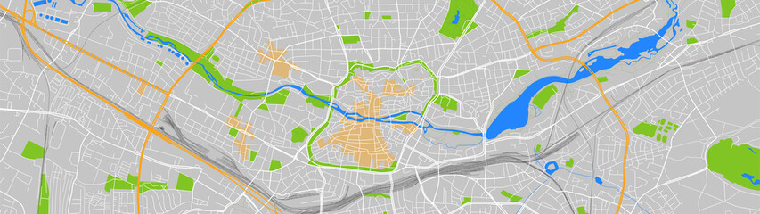 Naklejka premium digital vector map city of Nuremberg. You can scale it to any size.