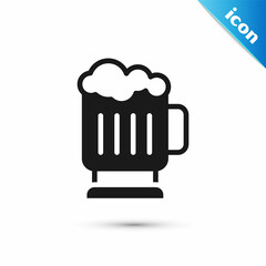 Grey Wooden beer mug icon isolated on white background. Vector