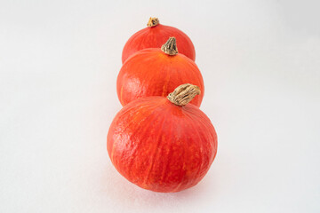 Close-up of pumpkins on a white background