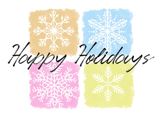 Naklejka na ściany i meble Colorful Happy Holidays Celebration Card, Invitation for Celebration Party, Happy Holiday Banner with Snowflakes, New Year Celebration Card