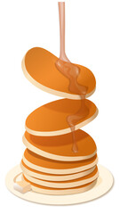 Pancakes with topping dynamic vector illustration. Breakfast concept. Pancake day. Pancakes up