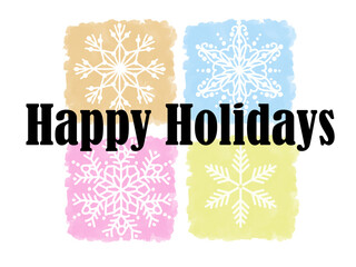 Colorful Happy Holidays Celebration Card, Invitation for Celebration Party, Happy Holiday Banner with Snowflakes, New Year Celebration Card