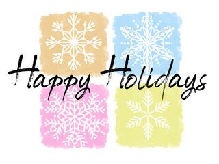 Colorful Happy Holidays Celebration Card, Invitation for Celebration Party, Happy Holiday Banner with Snowflakes, New Year Celebration Card