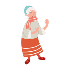 granny with winter hat