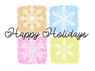 Fototapeta na wymiar Colorful Happy Holidays Celebration Card, Invitation for Celebration Party, Happy Holiday Banner with Snowflakes, New Year Celebration Card