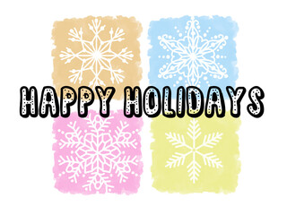 Colorful Happy Holidays Celebration Card, Invitation for Celebration Party, Happy Holiday Banner with Snowflakes, New Year Celebration Card