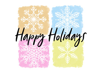 Colorful Happy Holidays Celebration Card, Invitation for Celebration Party, Happy Holiday Banner with Snowflakes, New Year Celebration Card