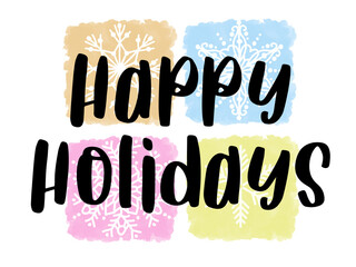 Colorful Happy Holidays Celebration Card, Invitation for Celebration Party, Happy Holiday Banner with Snowflakes, New Year Celebration Card