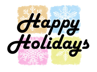 Colorful Happy Holidays Celebration Card, Invitation for Celebration Party, Happy Holiday Banner with Snowflakes, New Year Celebration Card