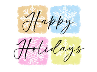 Colorful Happy Holidays Celebration Card, Invitation for Celebration Party, Happy Holiday Banner with Snowflakes, New Year Celebration Card