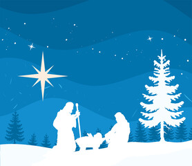 nativity manger family silhouettes