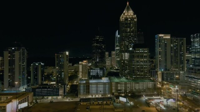 Downtown Atlanta at Night, Aerial View, Georgia, City Lights