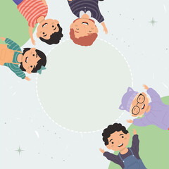 five kids around frame