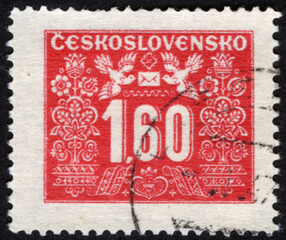 Postage stamps of the Czechoslovakia. Stamp printed in the Czechoslovakia. Stamp printed by Czechoslovakia.
