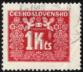 Postage stamps of the Czechoslovakia. Stamp printed in the Czechoslovakia. Stamp printed by Czechoslovakia.