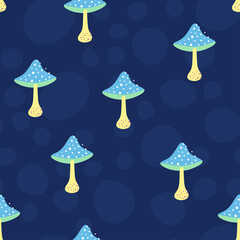 Naklejka na ściany i meble cute colorful mushrooms seamless pattern, vector illustration