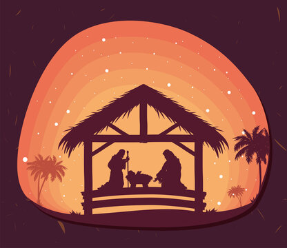 nativity stable silhouettes scene