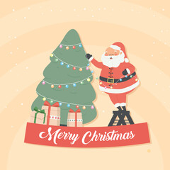 merry christmas pine and santa