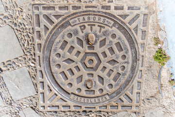Fototapeta na wymiar Manhole Cover For A Sewage Shaft In Morocco