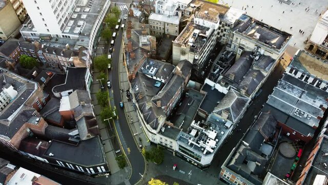 Nottingham City Centre 4k Drone Footage. This footage shows the city of Nottingham zooming out of and showing surrounding areas. Filmed at sunset on a clear day.