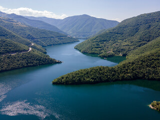 Aerial view of The Vacha (Antonivanovtsi) Reservoir, Bulgaria
