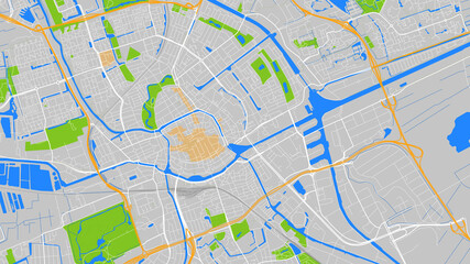 digital vector map city of Groningen. You can scale it to any size. - obrazy, fototapety, plakaty