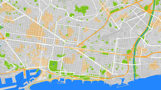 digital vector map city of Barcelone. You can scale it to any size.