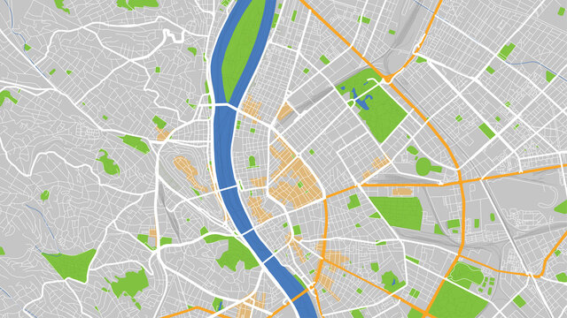 digital vector map city of Budapest. You can scale it to any size.
