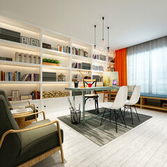 3d render of modern working room, office.