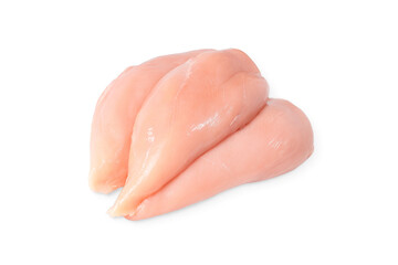 Chicken fillet on an isolated background.Three pieces of fresh fillet on a white isolated background. Raw chicken fillet.