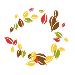 Falling autumn leaves. Red, yellow, green, brown c