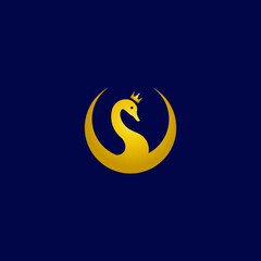 golden swan vector illustration for icon, symbol or logo