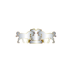 Vector illustration of two horses and shield for logo, icon or symbol. luxury logo