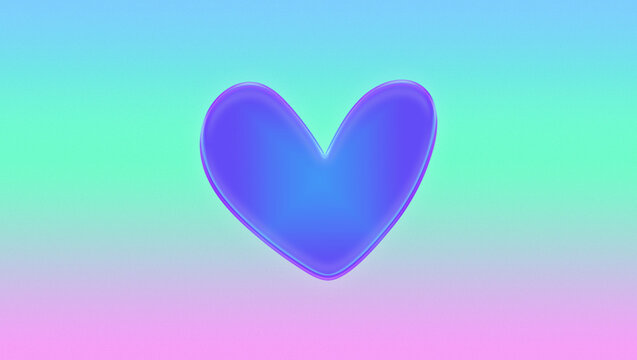 Glowing and gradient heart, gradient grain background. Cyber tecno aesthetic for background, banner and post.