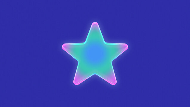Glowing and gradient star, purple grain background. Cyber tecno aesthetic for background, banner and post.