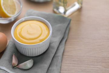 Spanish aioli sauce prepared with garlic, oil and eggs yolk