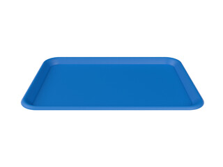 Empty blue plastic tray isolated on white background. 3d illustration.