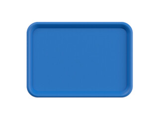 Empty blue plastic tray isolated on white background. 3d illustration.