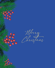 merry christmas lettering and leafs