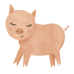 Watercolor cute animals illustartion for scrapbooking, stickers., poster