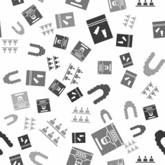 Set Evidence bag and bullet, Wanted poster, Judge wig and Jurors on seamless pattern. Vector