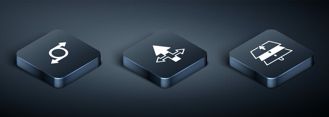 Set Isometric Arrow, Layers and icon. Vector