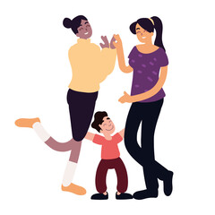 women with a boy