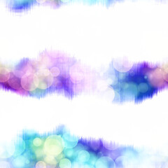 Seamless seventies tie dye stripe bokeh texture. Hippie summer wavy striped repeat background with ink dyed effect.