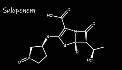 Fototapeta premium Sulopenem is an orally bioavailable, broad-spectrum penem β-lactam antibiotic which is being developed for the treatment of infections caused by multi-drug resistant bacteria.