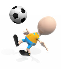 3d Ukraine player and a soccer ball 