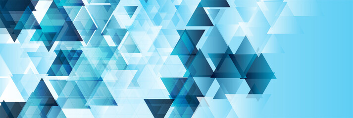 Blue glossy triangles abstract technology background. Geometric vector design